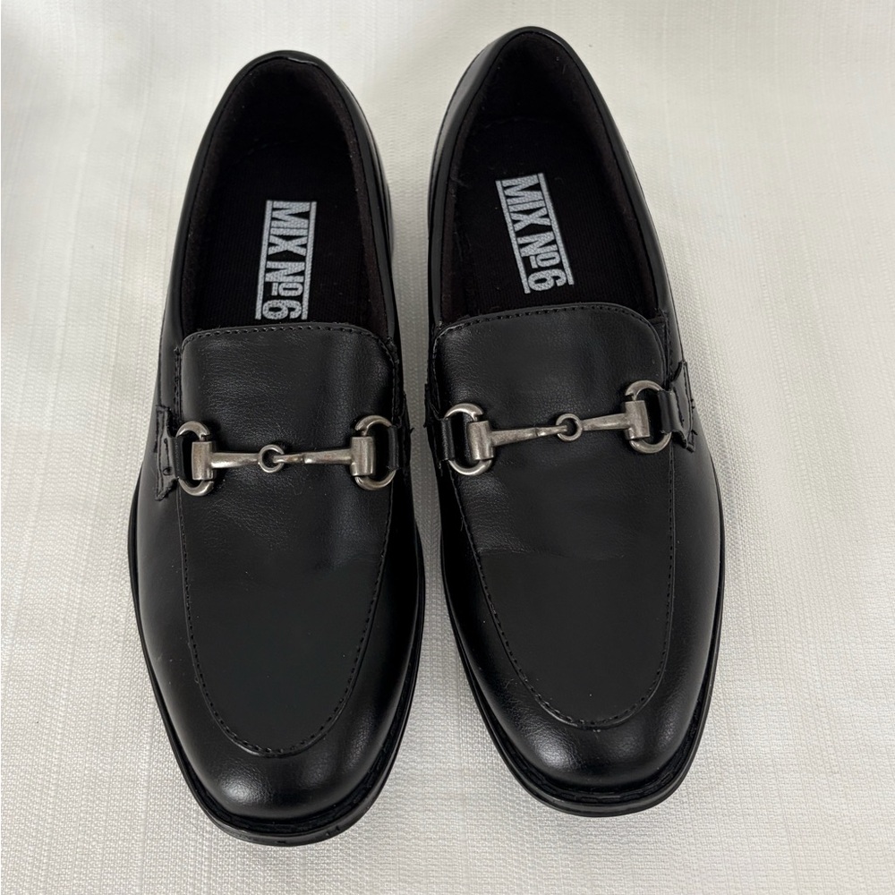 Mix No.6 Boys Black Horsebit Loafers Dress Shoes Size 2W Wide Excellent(B137) - Picture 3 of 9